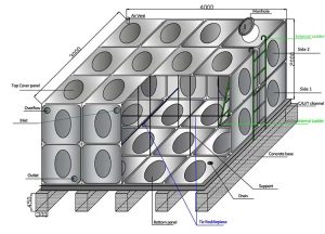 Stainless Steel Water Tank Sectional Diagram & CAD Drawings
