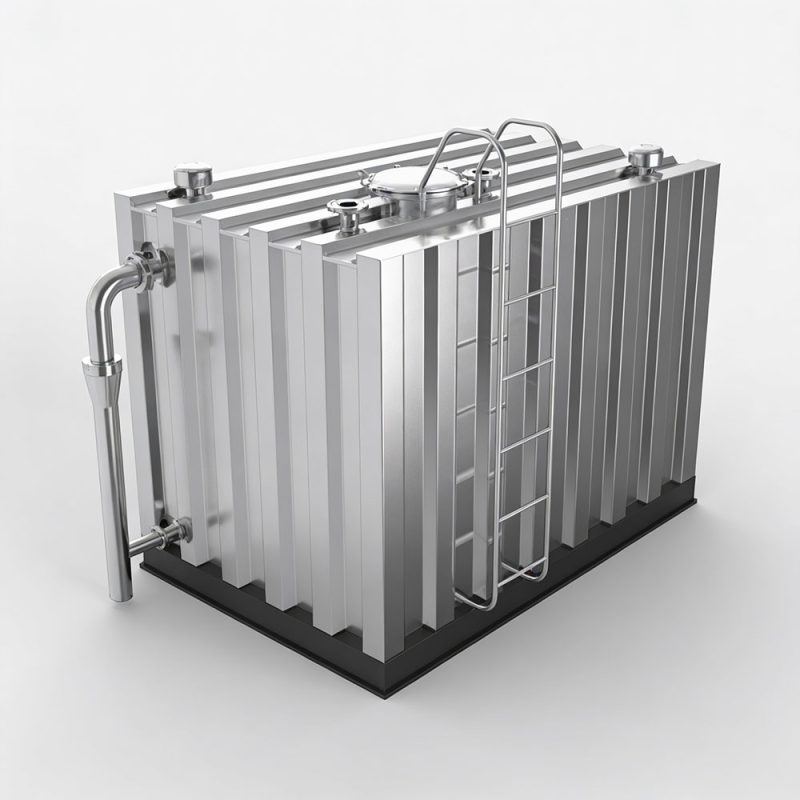 3D rendering of stainless steel ribbed water tank 3D rendering of stainless steel ribbed water tank
