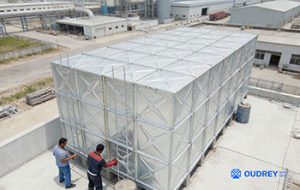 Customized 7×4×3 m HDG water tank for an Indian chemical plant