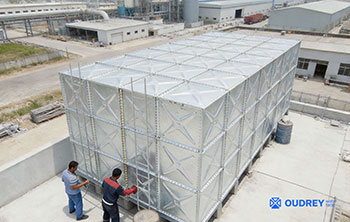 Customized 7×4×3 m HDG water tank for an Indian chemical plant