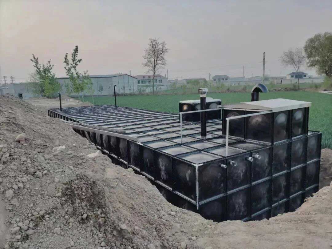 Commercial underground water tank installed in building basement for fire protection and water supply system