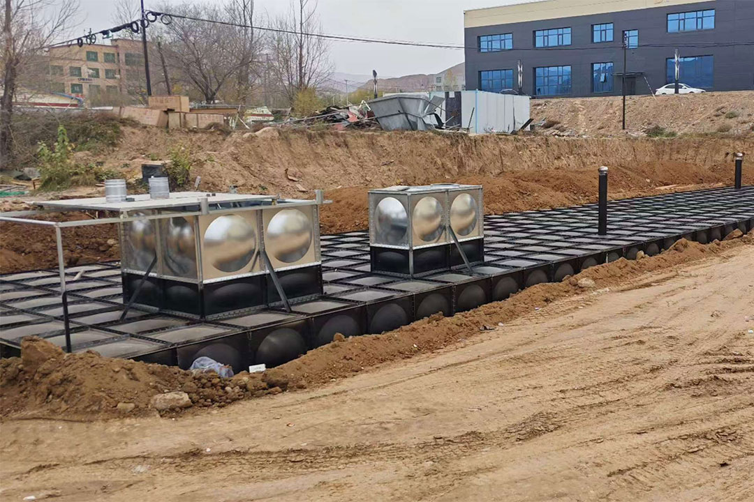 Underground modular water tank installation at Brazil factory expansion site