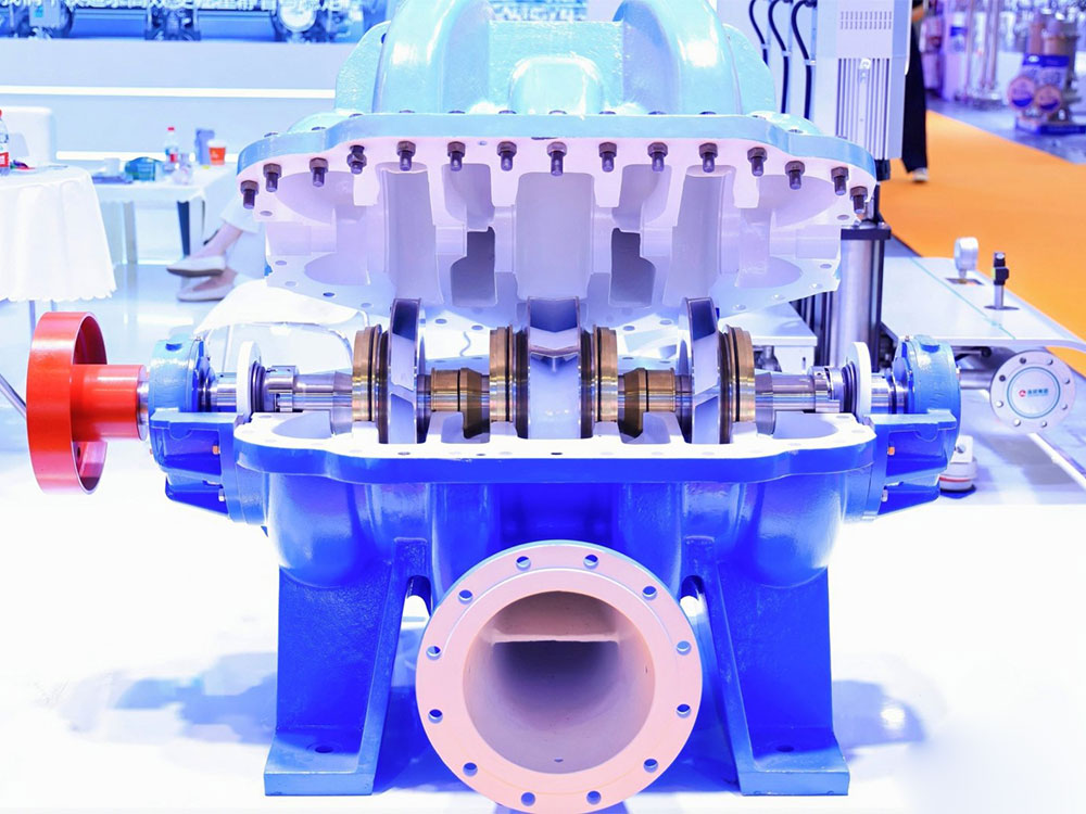 Pump and valve system in industrial water supply pipeline installation.