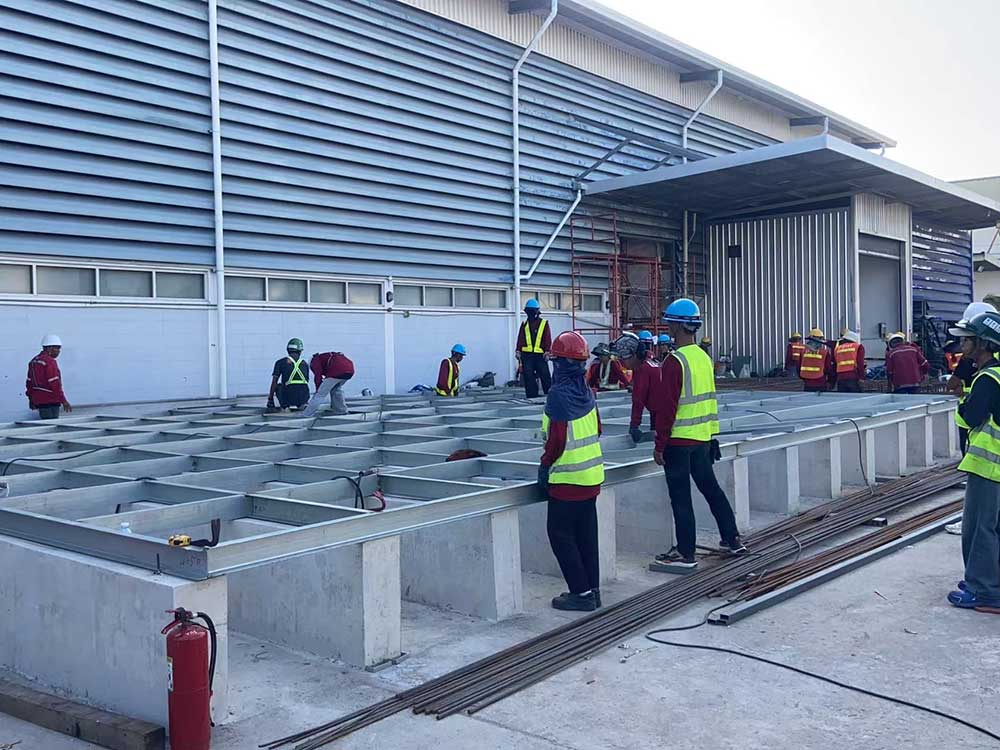 Channel Steel Foundation Welding for a Hot-Dip Galvanized Fire Water Tank